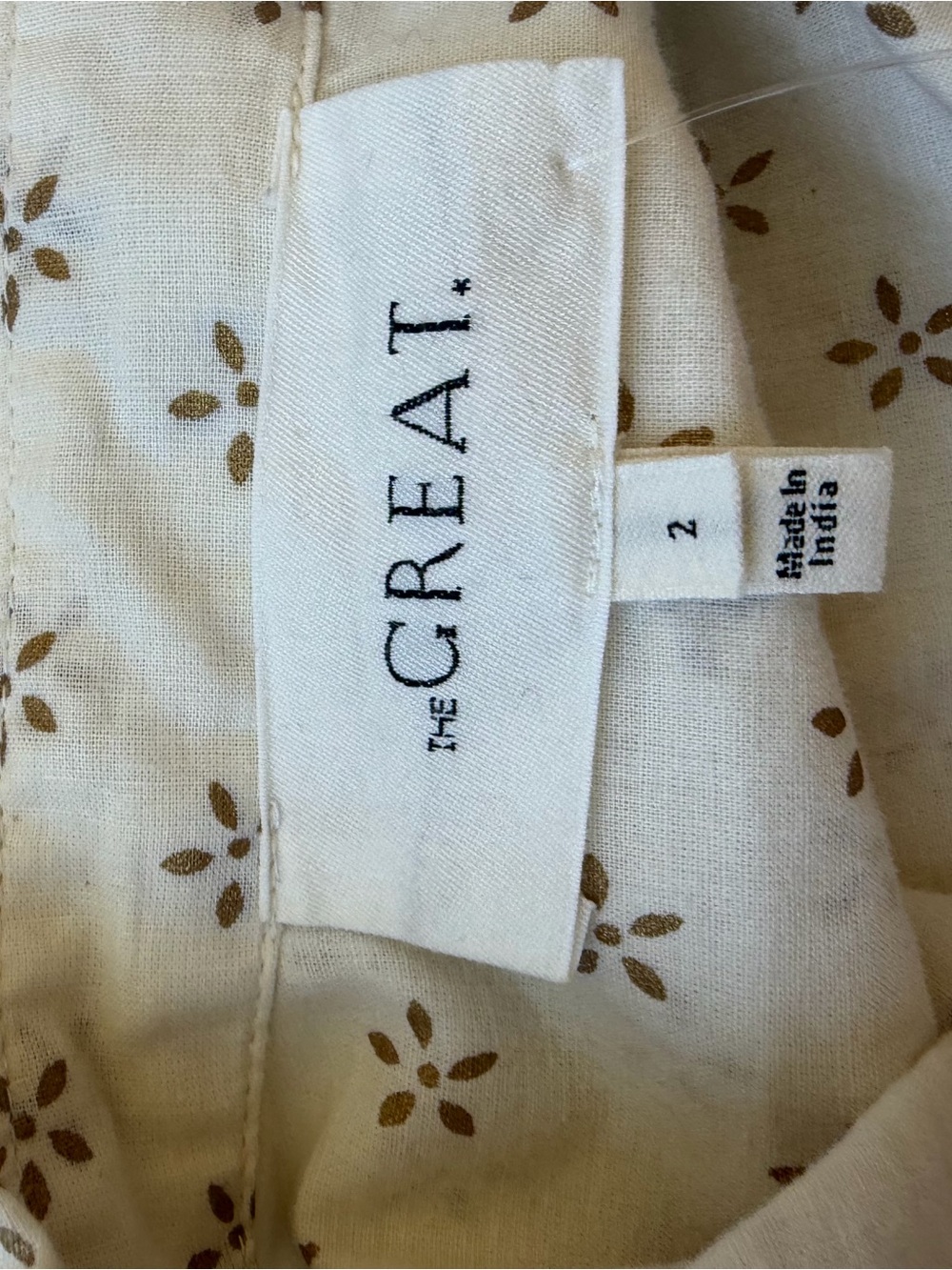 THE GREAT. Cream Eyelet Yoke Button-Front Blouse - Picture 6 of 7